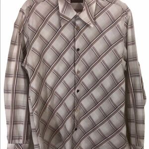 Ben Sherman Long Sleeve Brown Plaid Collared Shirt